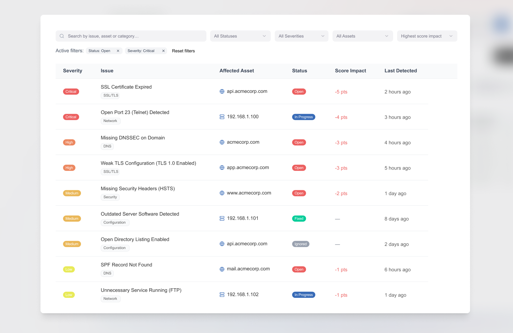 Risk prioritization preview
